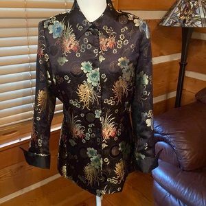 Beautiful Asian inspired long satin jacket!